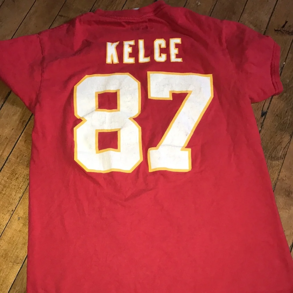 NFL Kids KC Chiefs Kelce Tee with White 87 and Gold Trim‎